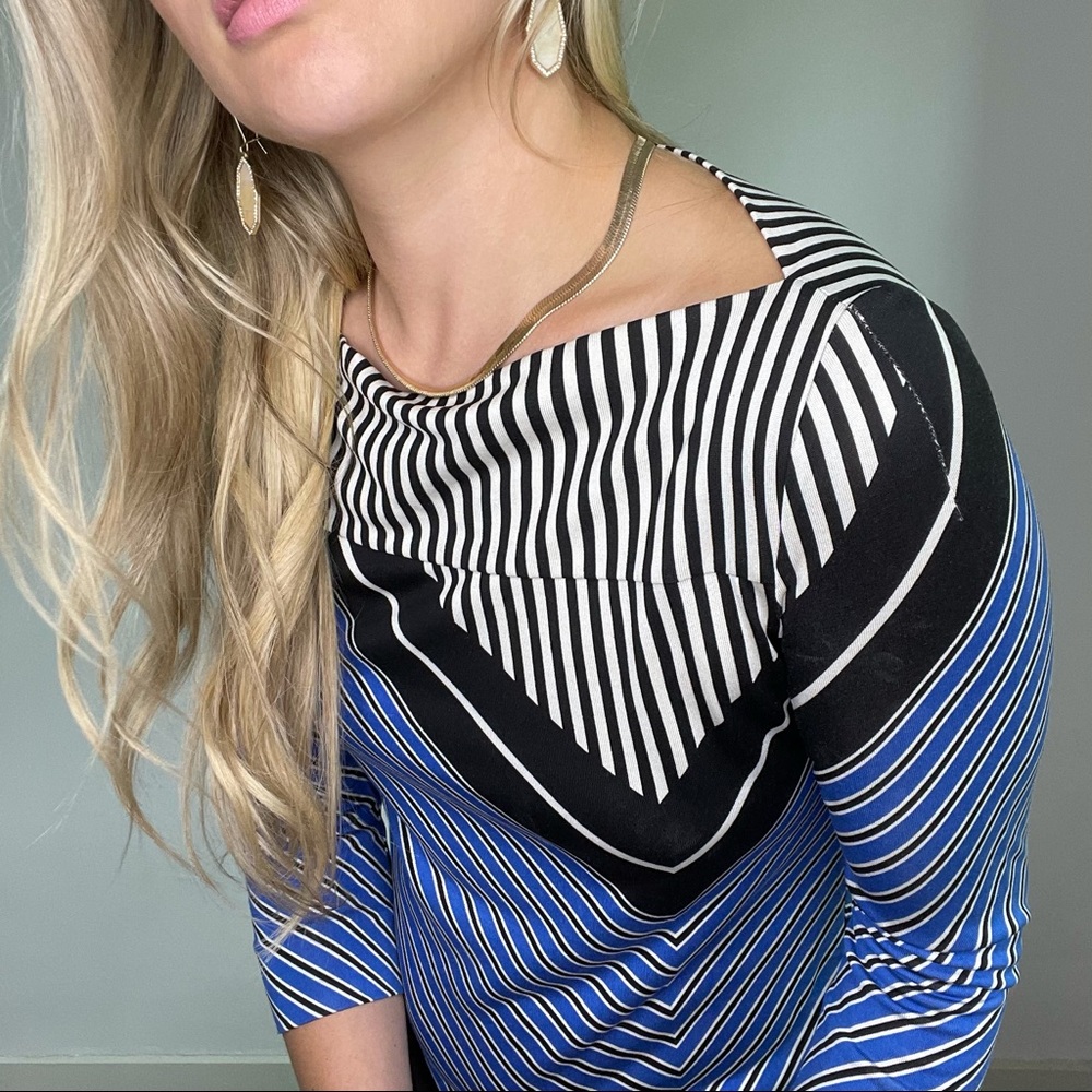 Diane Von Furstenburg Blue, Black, White Dress - Picture 11 of 12